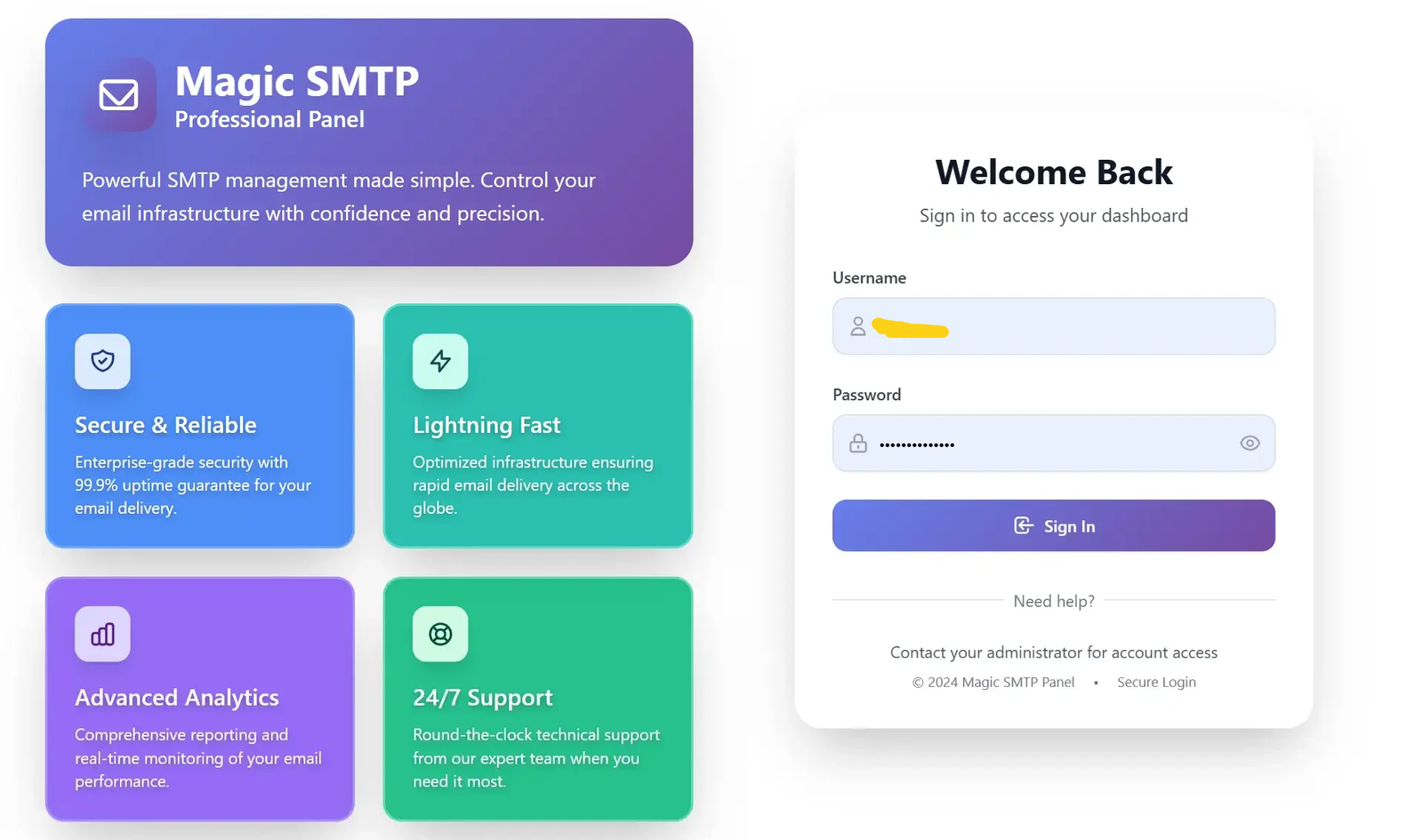 Magic SMTP — Login
